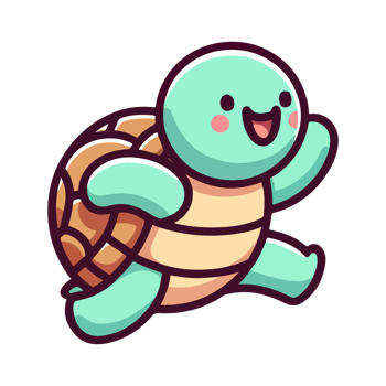 AI generated cartoon cute turtle icon character png