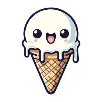 AI generated cartoon cute ice cream icon character png