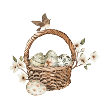 AI generated Easter composition in watercolor technique. Boho style elements for creating cards and holiday packaging. png