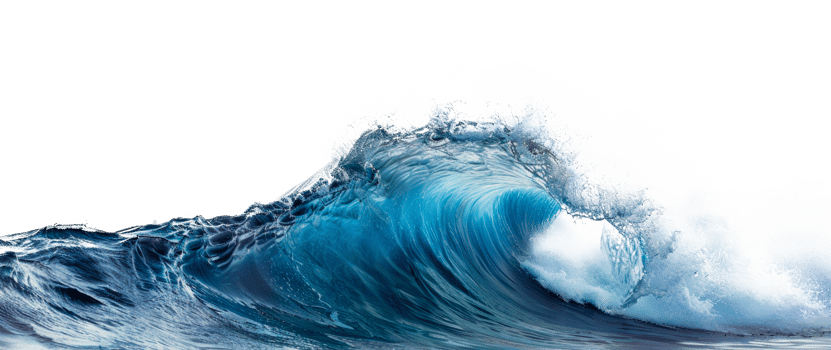 AI generated Curling blue ocean wave on transparent background - stock png. png