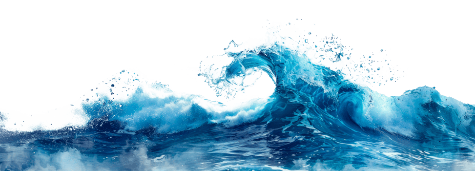 AI generated Curling blue ocean wave on transparent background - stock png. png
