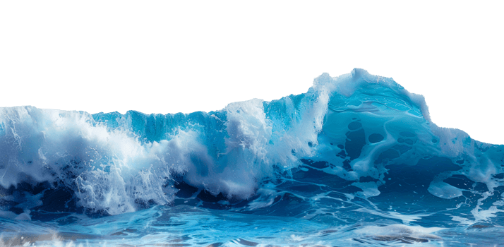 AI generated Curling blue ocean wave on transparent background - stock png. png