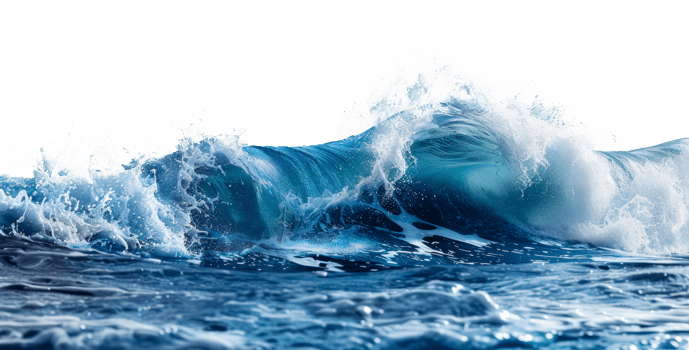 AI generated Dynamic ocean wave cresting with foam on transparent background - stock png. png