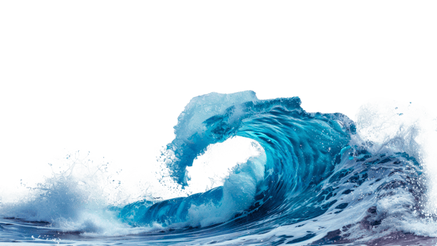 AI generated Curling blue ocean wave on transparent background - stock png. png