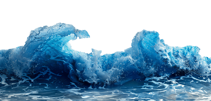 AI generated Dynamic ocean wave cresting with foam on transparent background - stock png. png