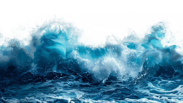 AI generated Curling blue ocean wave on transparent background - stock png. png