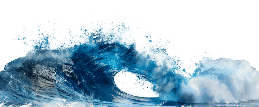 AI generated Curling blue ocean wave on transparent background - stock png. png