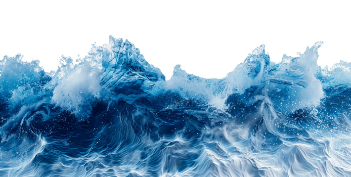 AI generated Dynamic ocean wave cresting with foam on transparent background - stock png. png