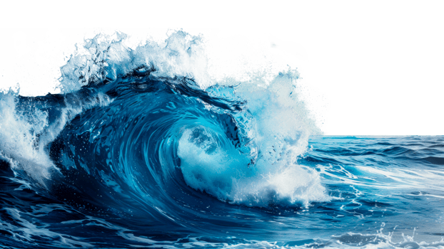 AI generated Curling blue ocean wave on transparent background - stock png. png