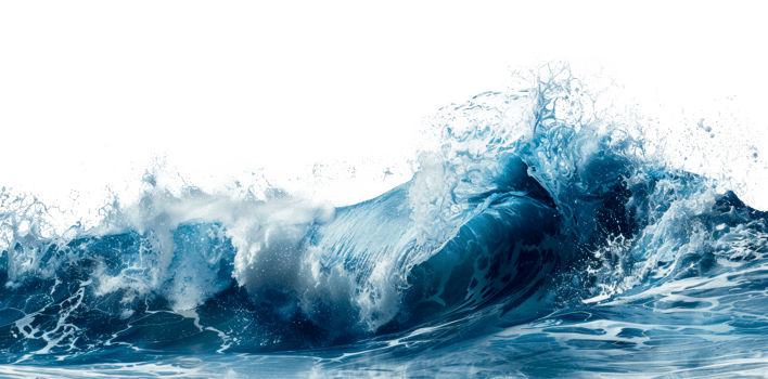 AI generated Curling blue ocean wave on transparent background - stock png. png