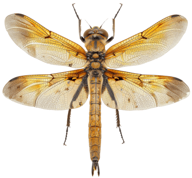 AI generated Orange dragonfly with transparent wings on transparent background - stock png. png