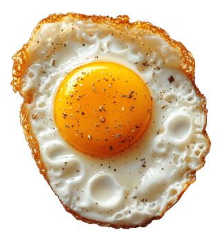 AI generated Sunny side up fried egg with cracked pepper on transparent background - stock png. png