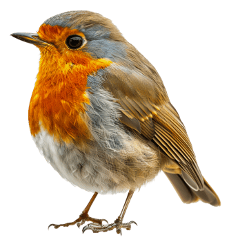 AI generated European robin perched on branch on transparent background - stock png. png