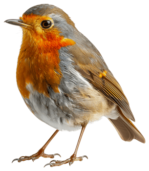 AI generated European robin perched on branch on transparent background - stock png. png
