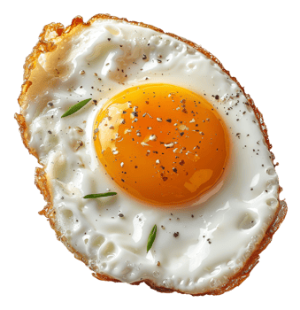 AI generated Sunny side up fried egg with cracked pepper on transparent background - stock png. png