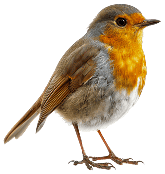 AI generated European robin perched on branch on transparent background - stock png. png