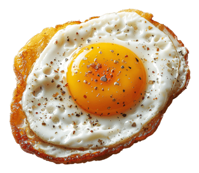 AI generated Sunny side up fried egg with cracked pepper on transparent background - stock png. png