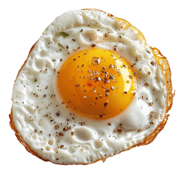 AI generated Sunny side up fried egg with cracked pepper on transparent background - stock png. png