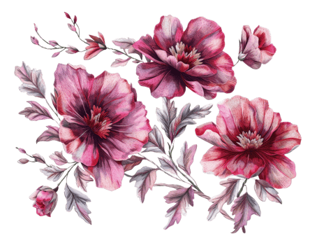 AI generated Elegant embroidered flowers in purple and orange on transparent background - stock png. png