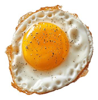AI generated Sunny side up fried egg with cracked pepper on transparent background - stock png. png
