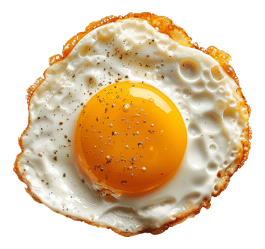 AI generated Sunny side up fried egg with cracked pepper on transparent background - stock png. png
