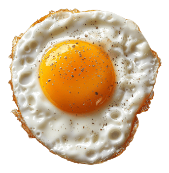 AI generated Sunny side up fried egg with cracked pepper on transparent background - stock png. png