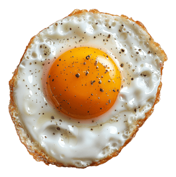 AI generated Sunny side up fried egg with cracked pepper on transparent background - stock png. png