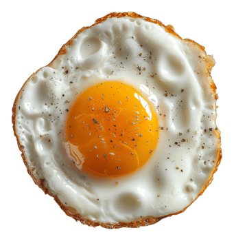 AI generated Sunny side up fried egg with cracked pepper on transparent background - stock png. png