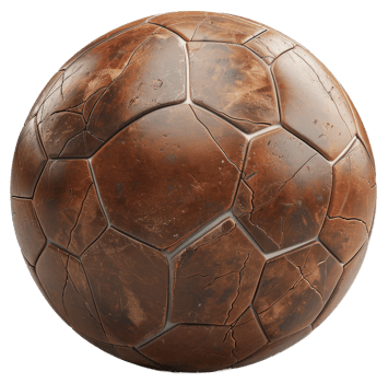 AI generated Old fashioned leather soccer ball with stitches on transparent background - stock png. png