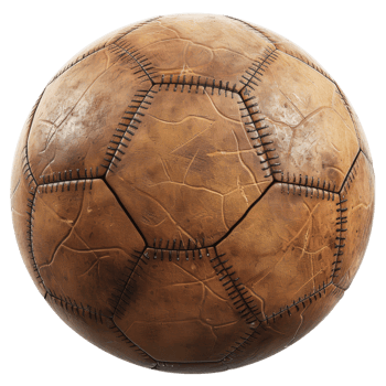 AI generated Old fashioned leather soccer ball with stitches on transparent background - stock png. png
