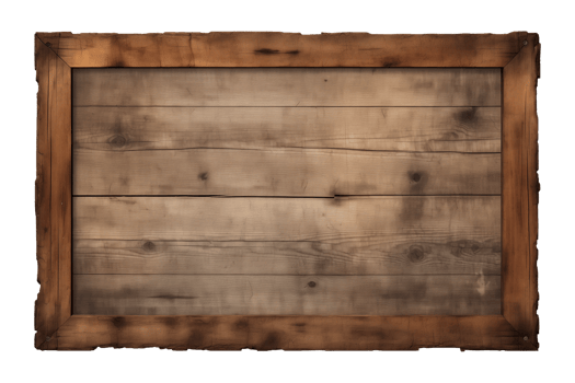 AI generated a rectangular wooden signboard, plate, plank, frame isolated on a transparent background, PNG