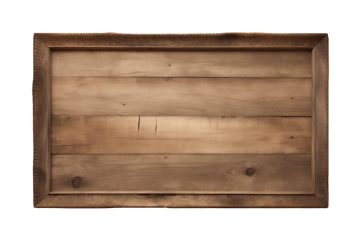 AI generated a rectangular wooden signboard, plate, plank, frame isolated on a transparent background, PNG