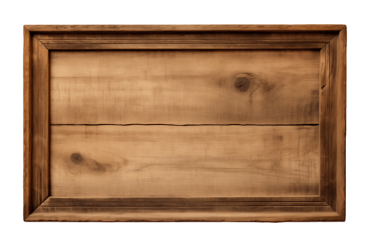 AI generated a rectangular wooden signboard, plate, plank, frame isolated on a transparent background, PNG