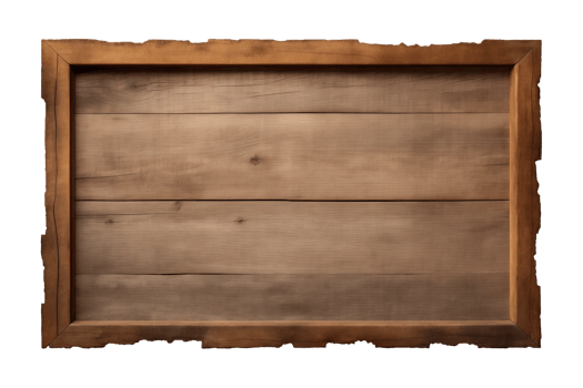 AI generated a rectangular wooden signboard, plate, plank, frame isolated on a transparent background, PNG