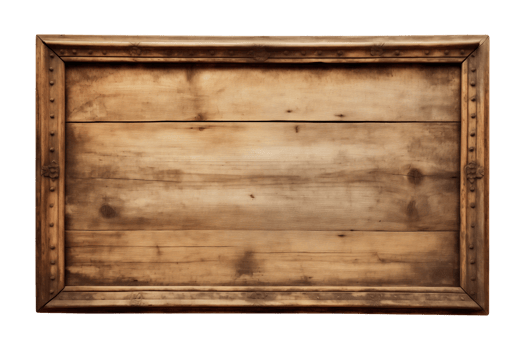 AI generated a rectangular wooden signboard, plate, plank, frame isolated on a transparent background, PNG