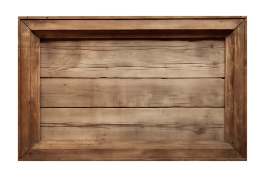 AI generated a rectangular wooden signboard, plate, plank, frame isolated on a transparent background, PNG