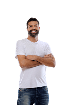 bearded young man in casual outfit on cutout background png