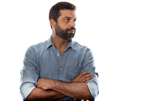 bearded young man in casual outfit on cutout background png