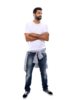 bearded young man in casual outfit on cutout background png