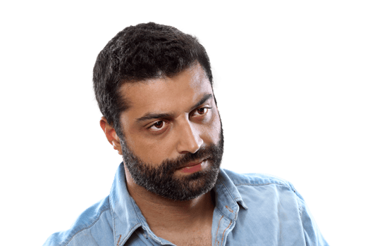 bearded young man in casual outfit on cutout background png
