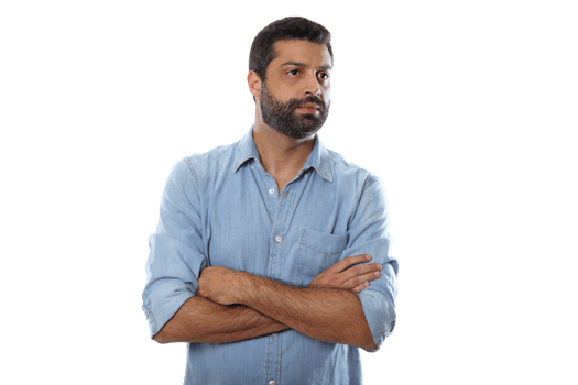 bearded young man in casual outfit on cutout background png
