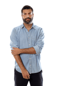 bearded young man in casual outfit on cutout background png