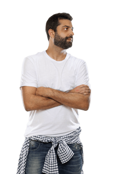 bearded young man in casual outfit on cutout background png