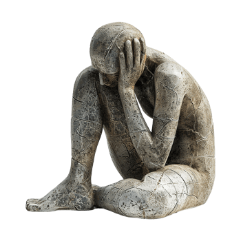 AI generated Human Sculpture in concept of depression isolated on transparent background png