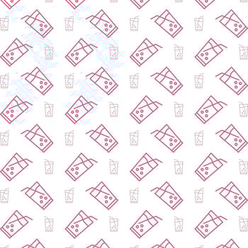 Soft drinks delightful trendy red color repeating pattern vector illustration background