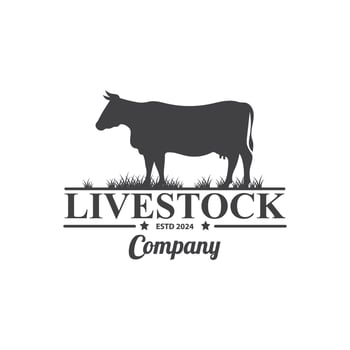 Farm Logo Vector Template. Vintage farm logo design vector illustration. cow logo