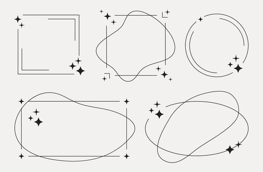 Geometric Frames, Sparkle Monoline Frame Vector Illustration