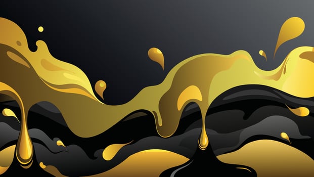 Black and gold paint splashes on black background. Vector illustration.