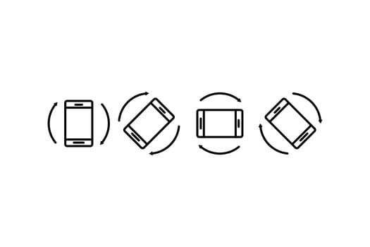 Rotate mobile phone icon set outline style vector design template