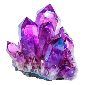 AI generated Amethyst Crystal Cluster with Vibrant Color and Shimmering Facets isolated on transparent background png